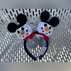 2025 Disney Parks Create Headband Ears Snowman Mickey Mouse Holiday Plush Set 2
